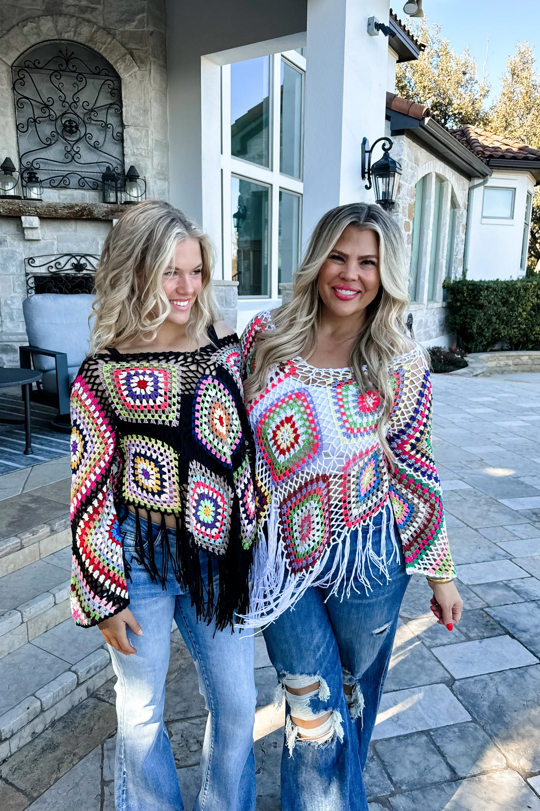 2 Colors - Boho Crochet Knit Fringe Bottom Tops - Blakeley