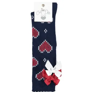 A DEE - Heart Knee High Socks - Navy