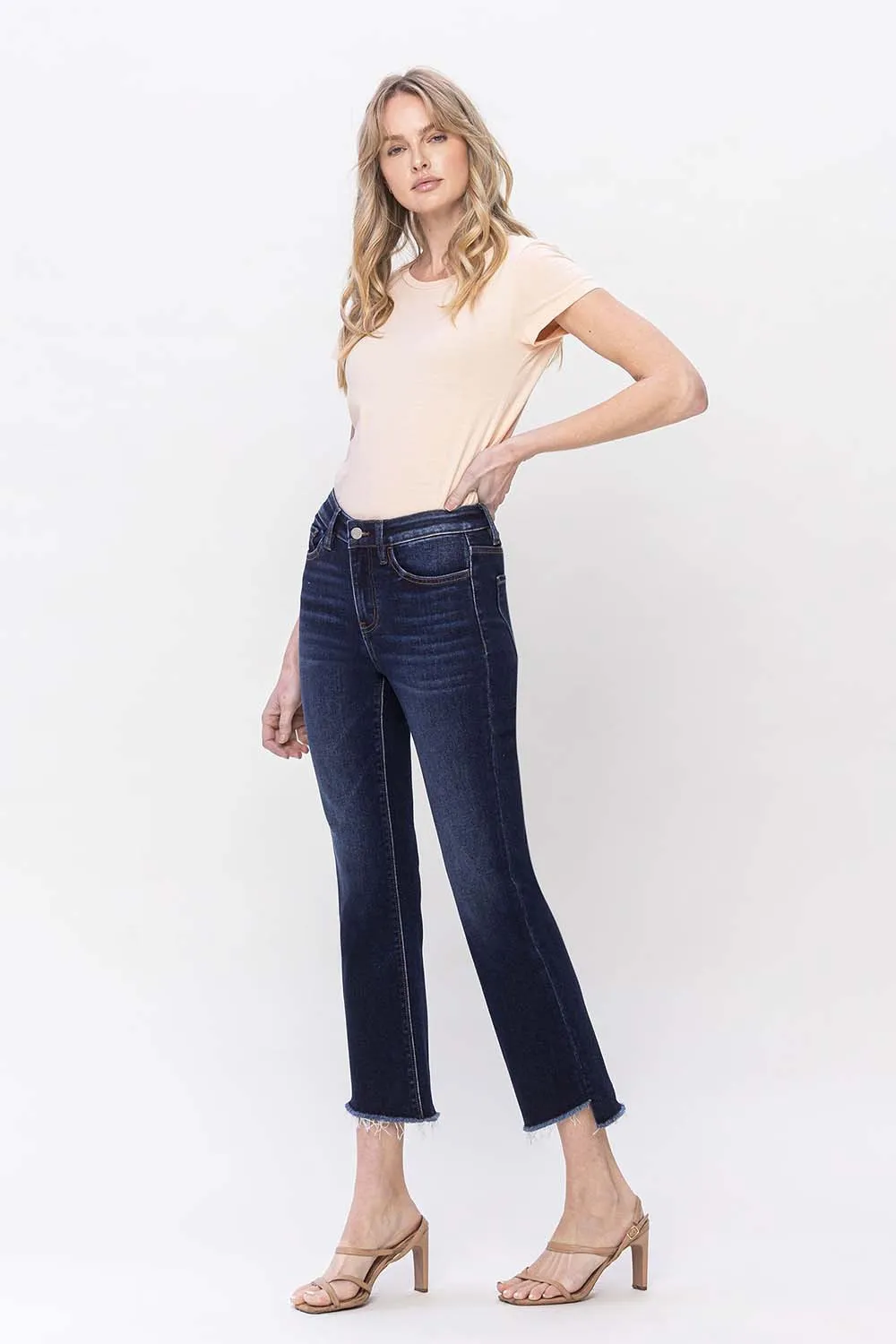 Bella HR Step Raw Hem Flare Jeans