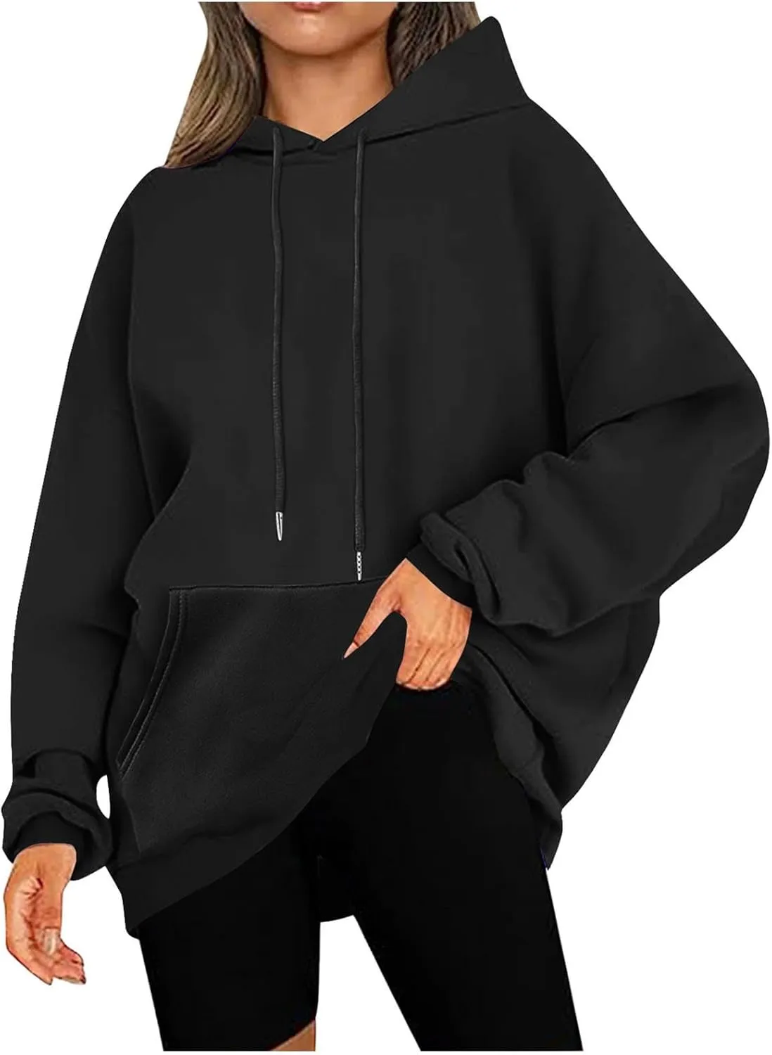 Binmer Oversized Hoodie for Women Sweatshirt Fall Fashion 2024 Outfit Trendy Fleece Pullover Casual Long Sleeve Tops w/Pocket