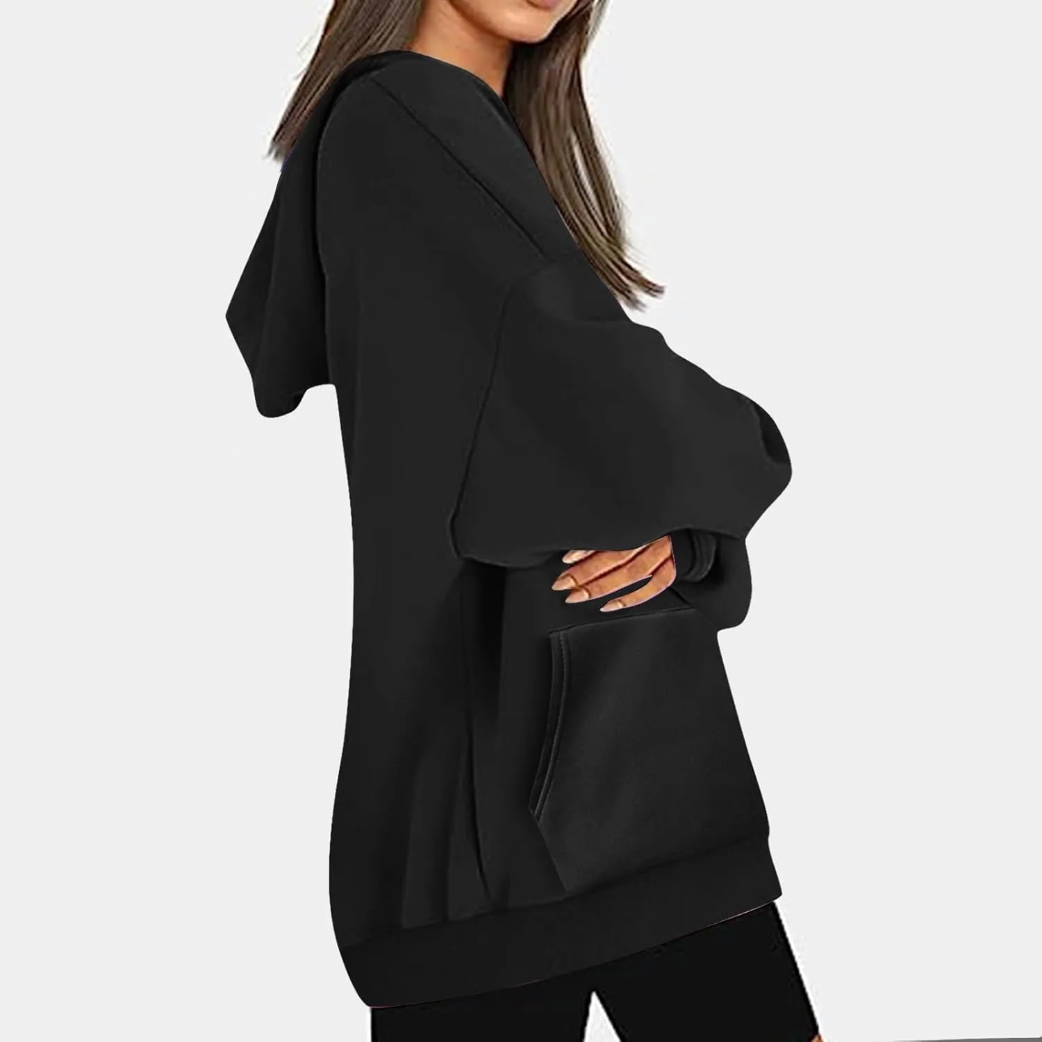 Binmer Oversized Hoodie for Women Sweatshirt Fall Fashion 2024 Outfit Trendy Fleece Pullover Casual Long Sleeve Tops w/Pocket
