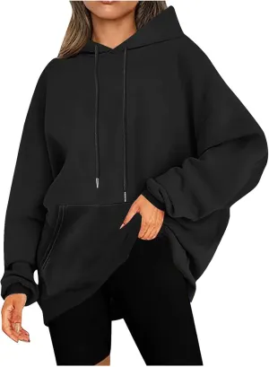 Binmer Oversized Hoodie for Women Sweatshirt Fall Fashion 2024 Outfit Trendy Fleece Pullover Casual Long Sleeve Tops w/Pocket