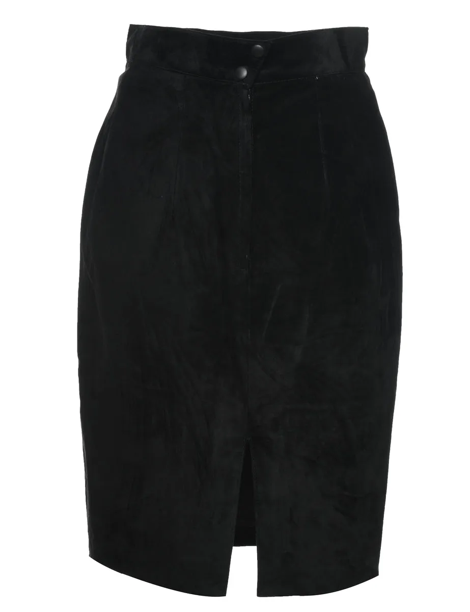Black Suede Pencil Skirt - S