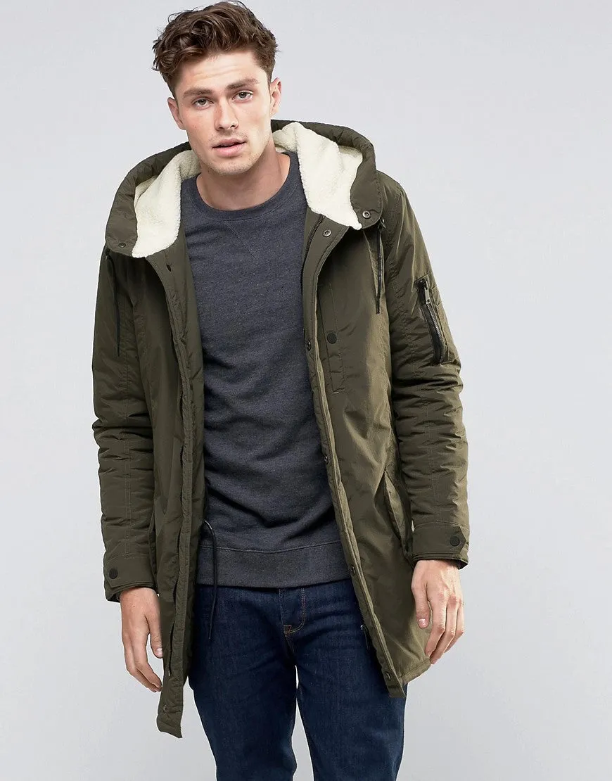 Brave Soul Sherpa Lined Hooded Parka Jacket