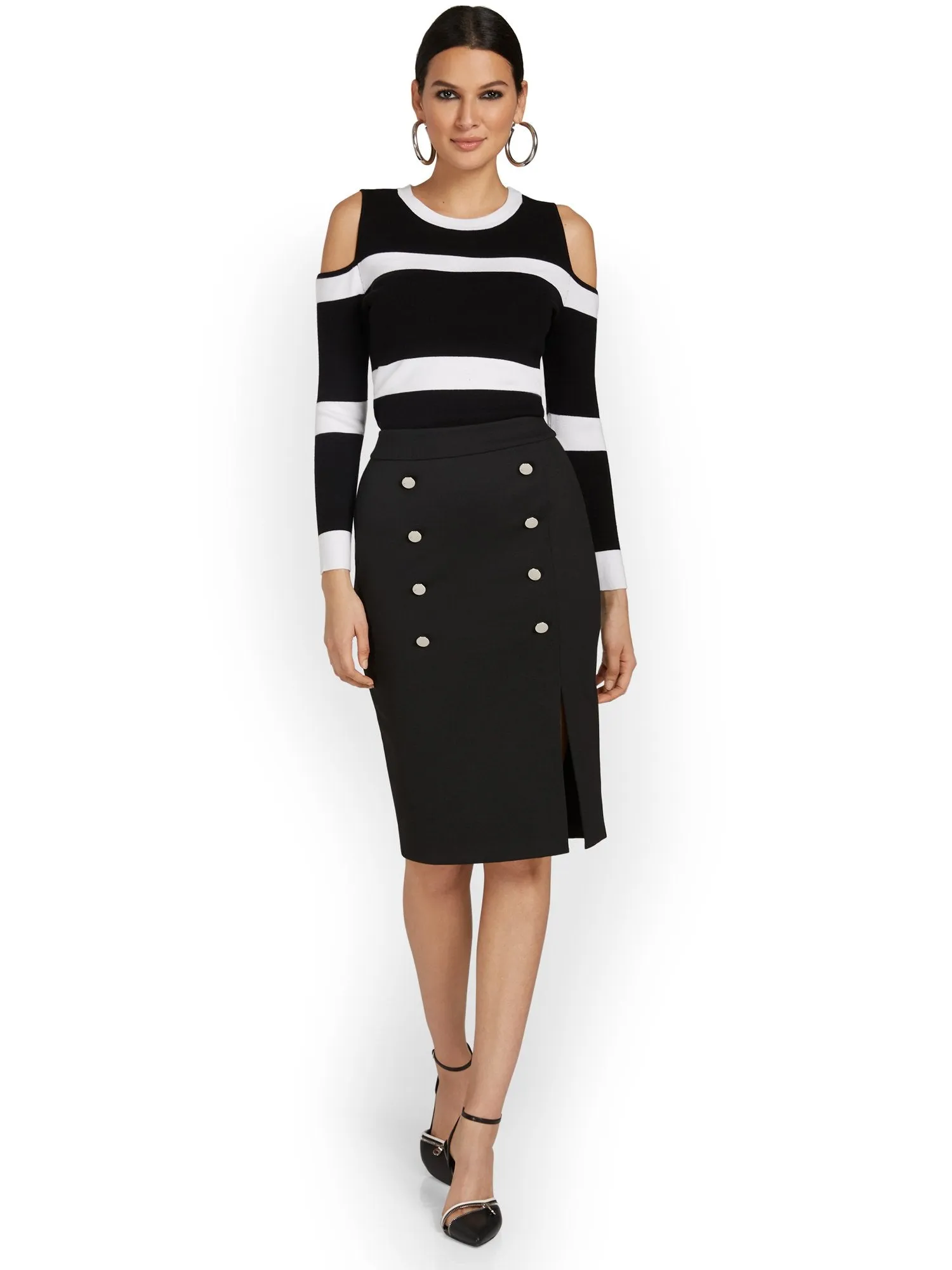 Button-Front Skirt - Superflex