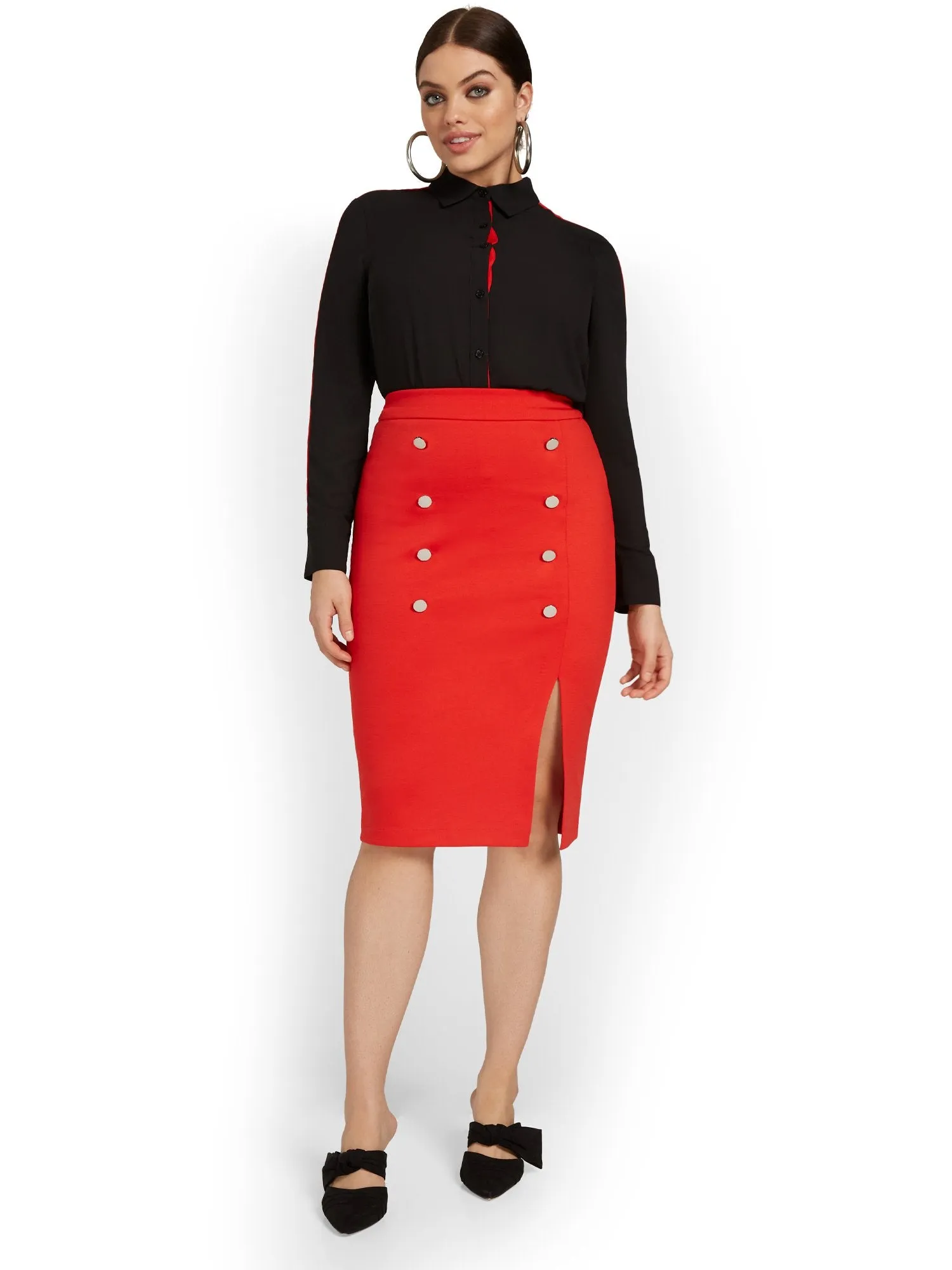 Button-Front Skirt - Superflex