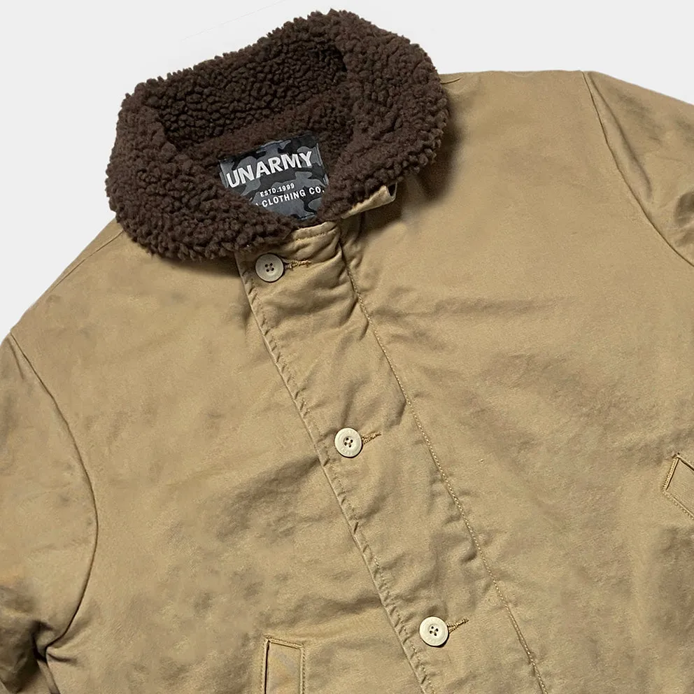 BZEN M.3260 N1R-T REGULAR FIT TWILL N1 DECK JACKET SHERPA LINED-8OZ-E0 TAN