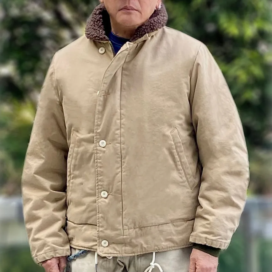 BZEN M.3260 N1R-T REGULAR FIT TWILL N1 DECK JACKET SHERPA LINED-8OZ-E0 TAN