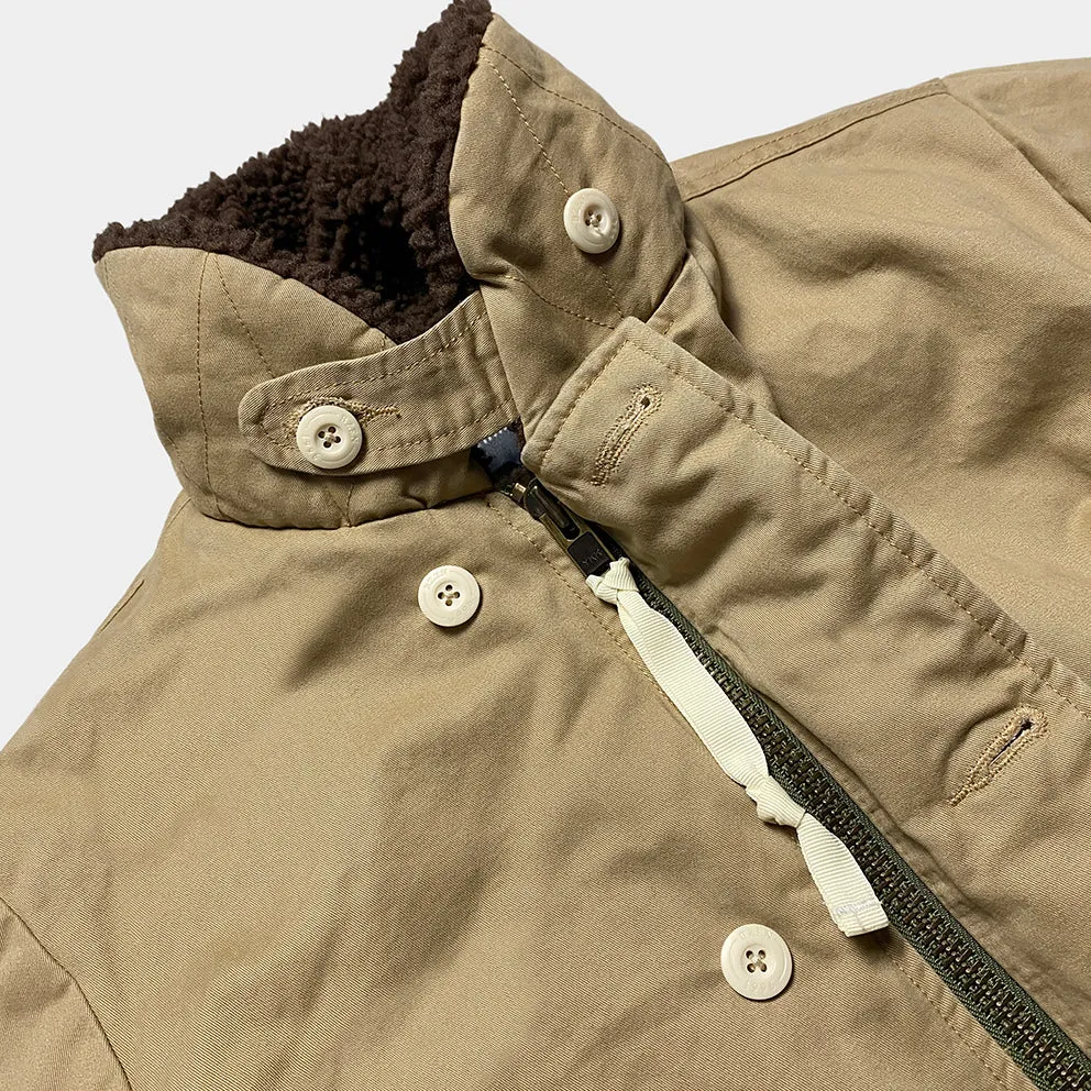 BZEN M.3260 N1R-T REGULAR FIT TWILL N1 DECK JACKET SHERPA LINED-8OZ-E0 TAN