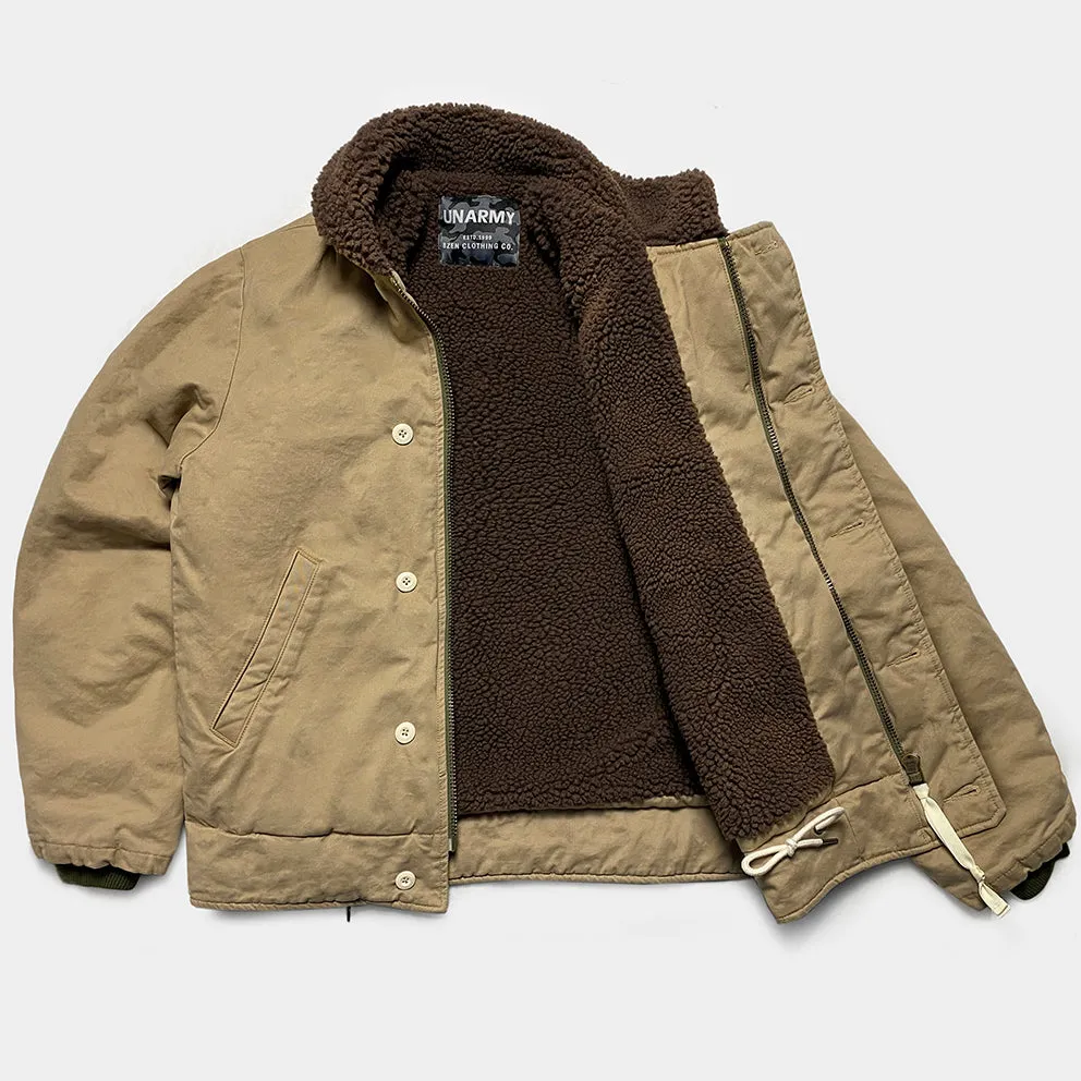 BZEN M.3260 N1R-T REGULAR FIT TWILL N1 DECK JACKET SHERPA LINED-8OZ-E0 TAN