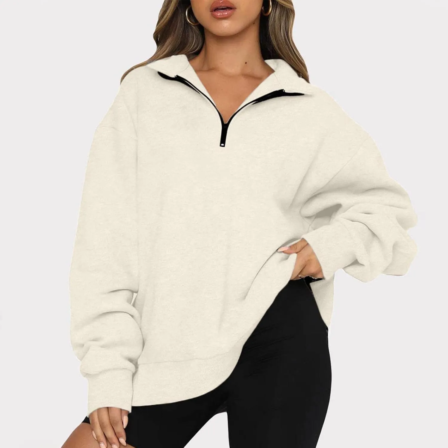 Ceboyel Oversized Sweatshirt For Women Half Zip Hoodie Sweater Trendy Y2K Long Sleeve Tops Fall Fashion Clothes Outfits 2023