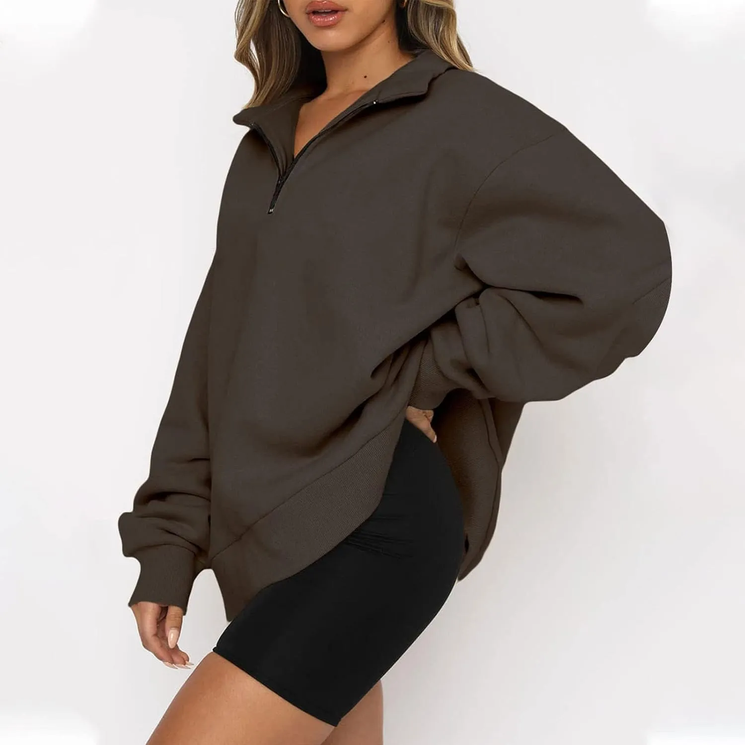 Ceboyel Oversized Sweatshirt For Women Half Zip Hoodie Sweater Trendy Y2K Long Sleeve Tops Fall Fashion Clothes Outfits 2023