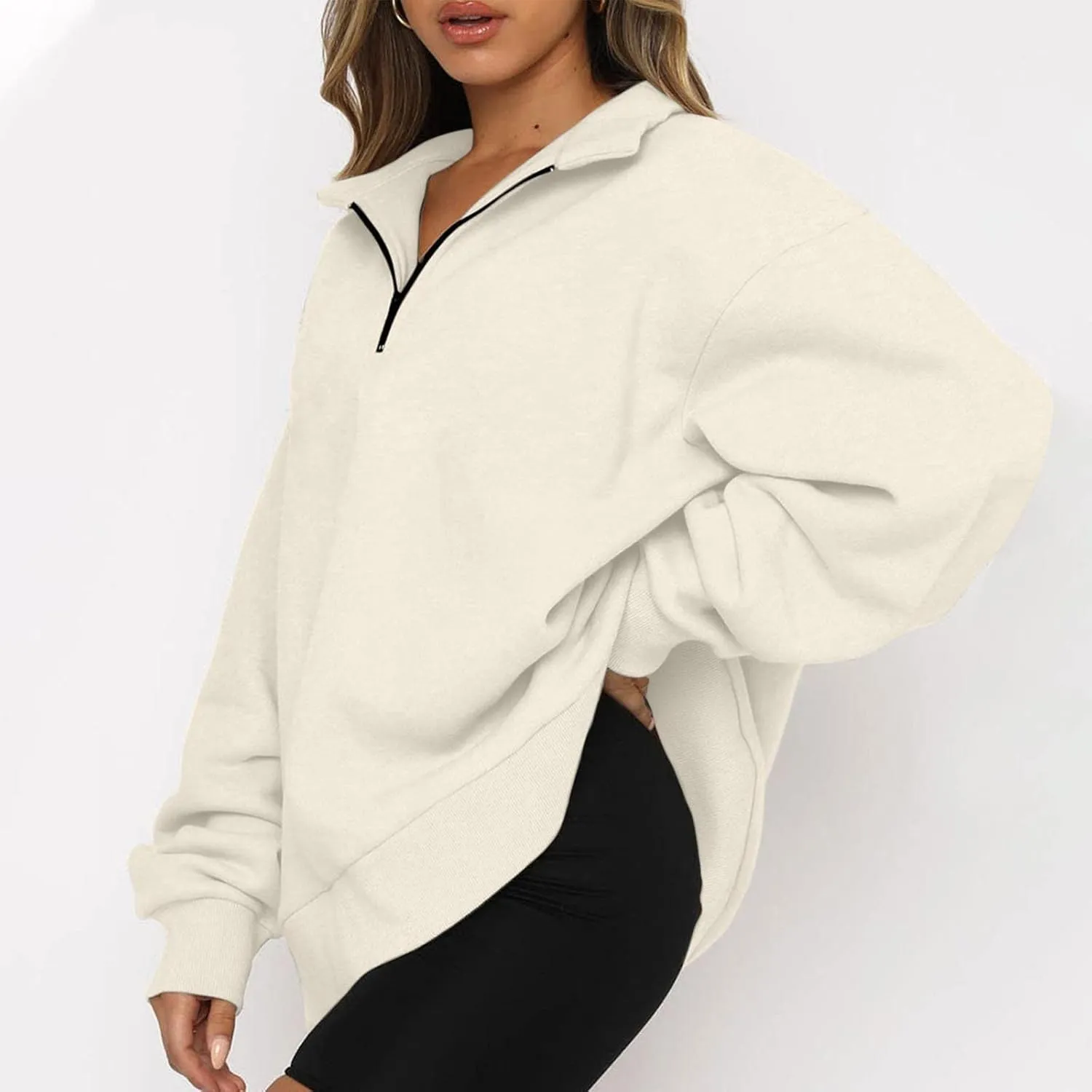 Ceboyel Oversized Sweatshirt For Women Half Zip Hoodie Sweater Trendy Y2K Long Sleeve Tops Fall Fashion Clothes Outfits 2023