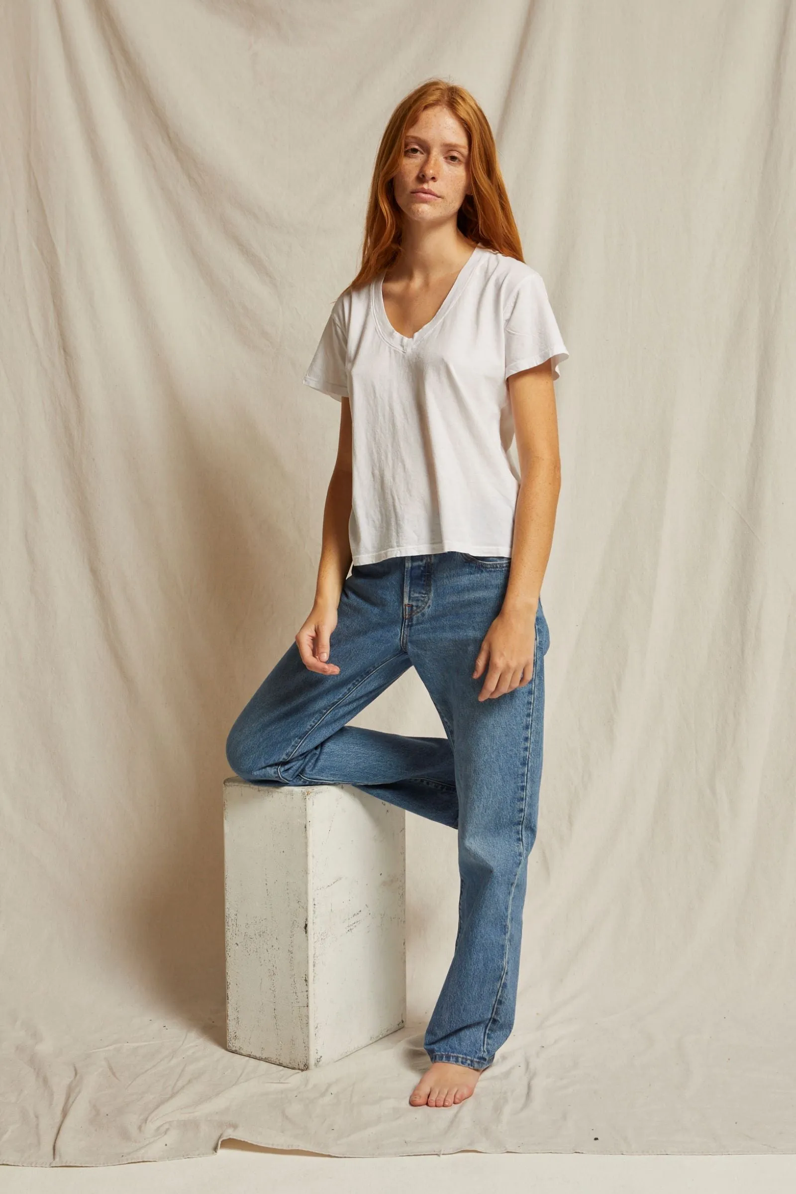 Hendrix V Neck Tee - White