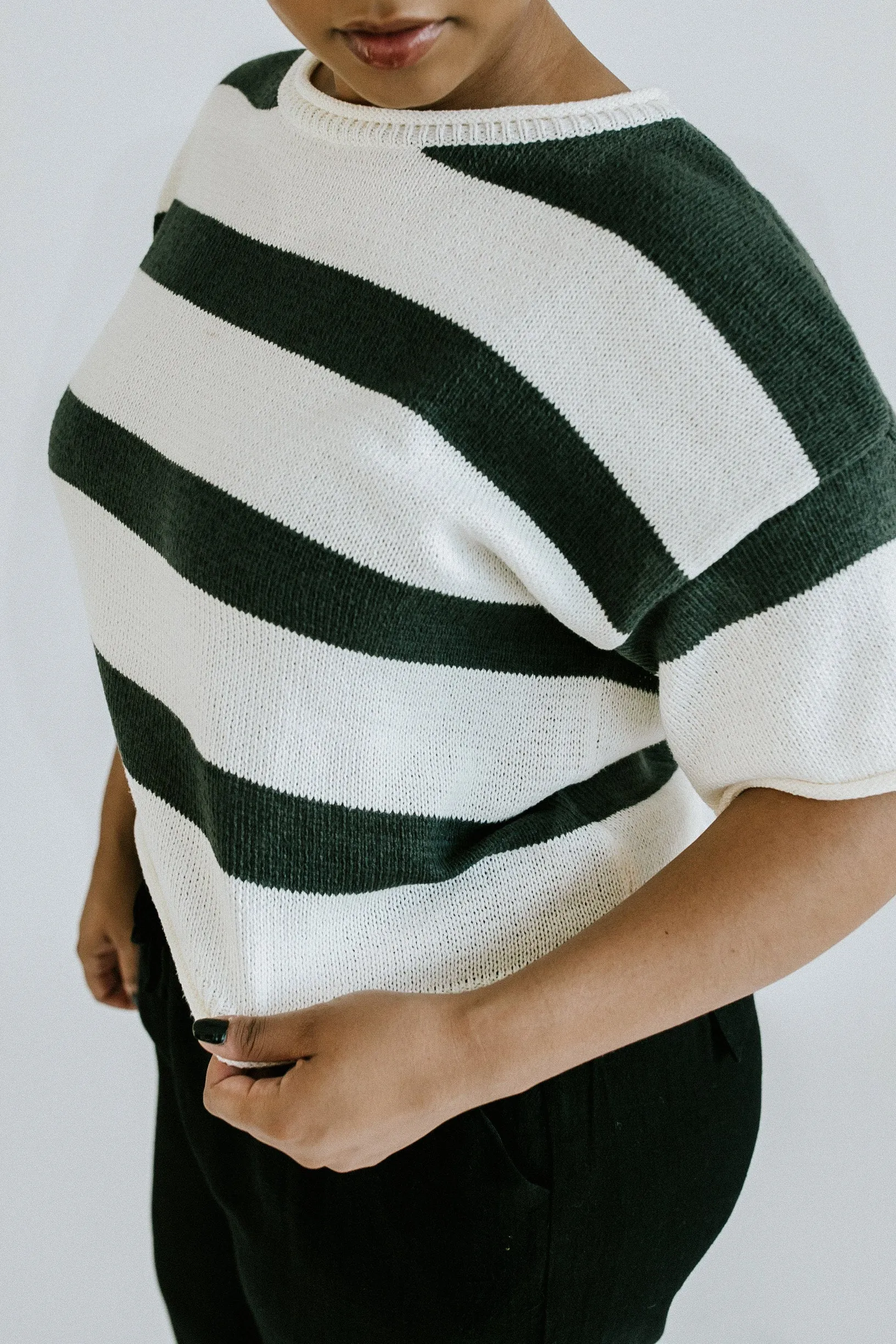 Highway Striped Tee - Grey   White