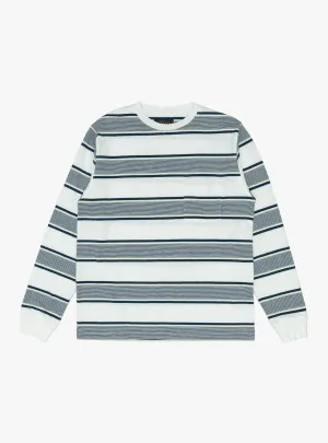Long Sleeve Pocket Tee Wide Stripe Off White