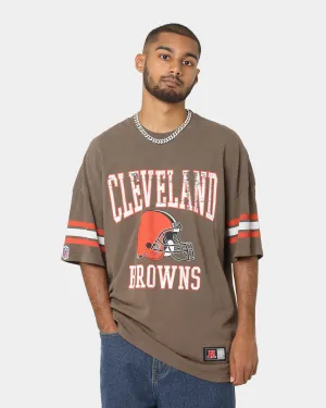 Majestic Athletic Cleveland Browns Vintage Sport Stripe Oversized T-Shirt Faded Brown