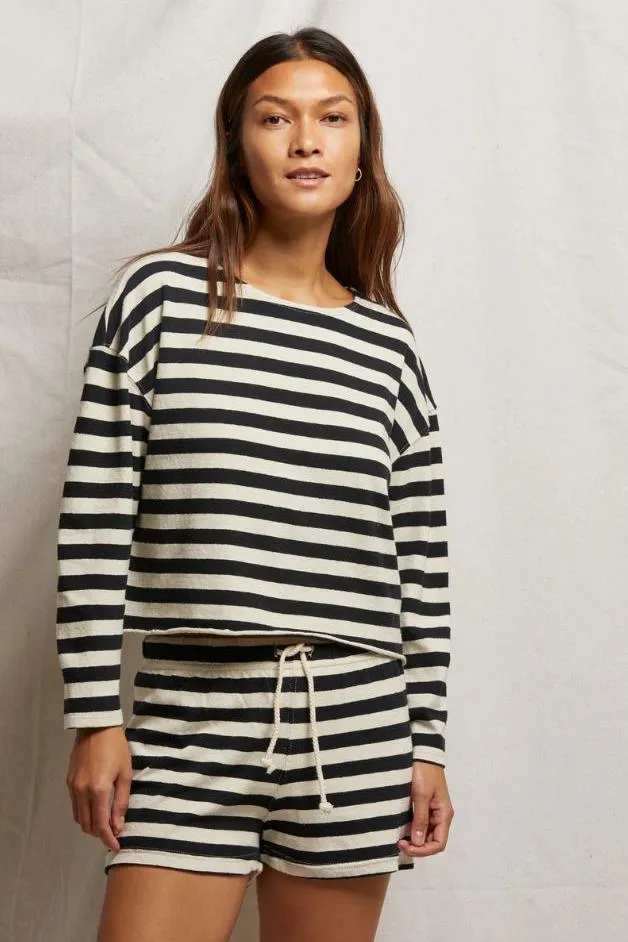 Perfect White Tee -Taylor Striped Tee - Black/Natural