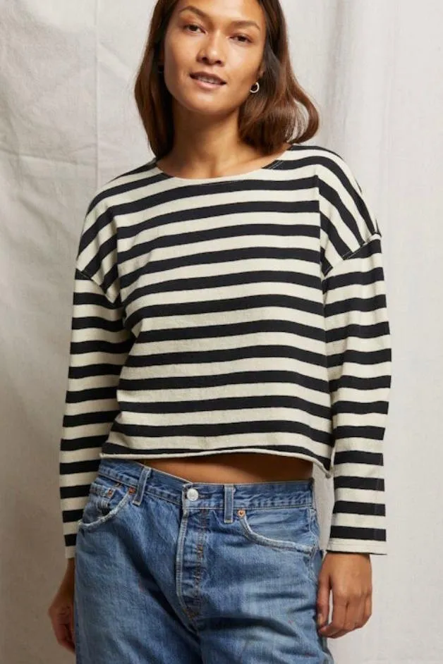 Perfect White Tee -Taylor Striped Tee - Black/Natural