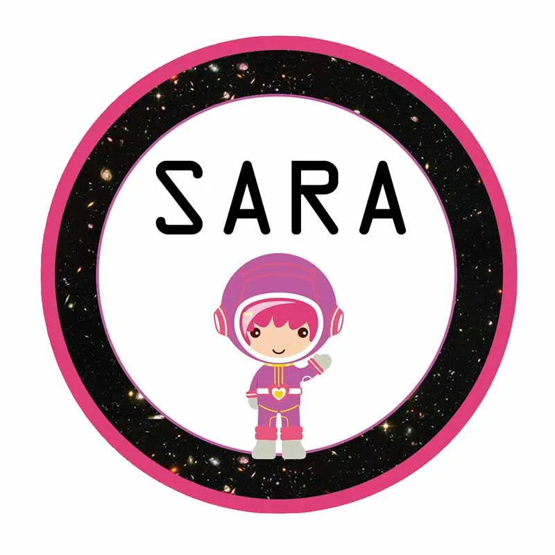 Personalised Astrogirl Waterproof Stickers (Round)