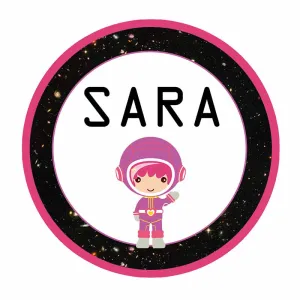 Personalised Astrogirl Waterproof Stickers (Round)