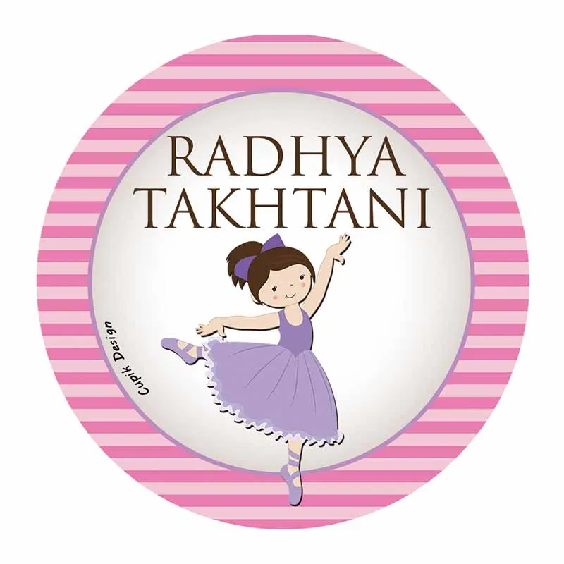 Personalised Ballerina Waterproof Stickers (Round)