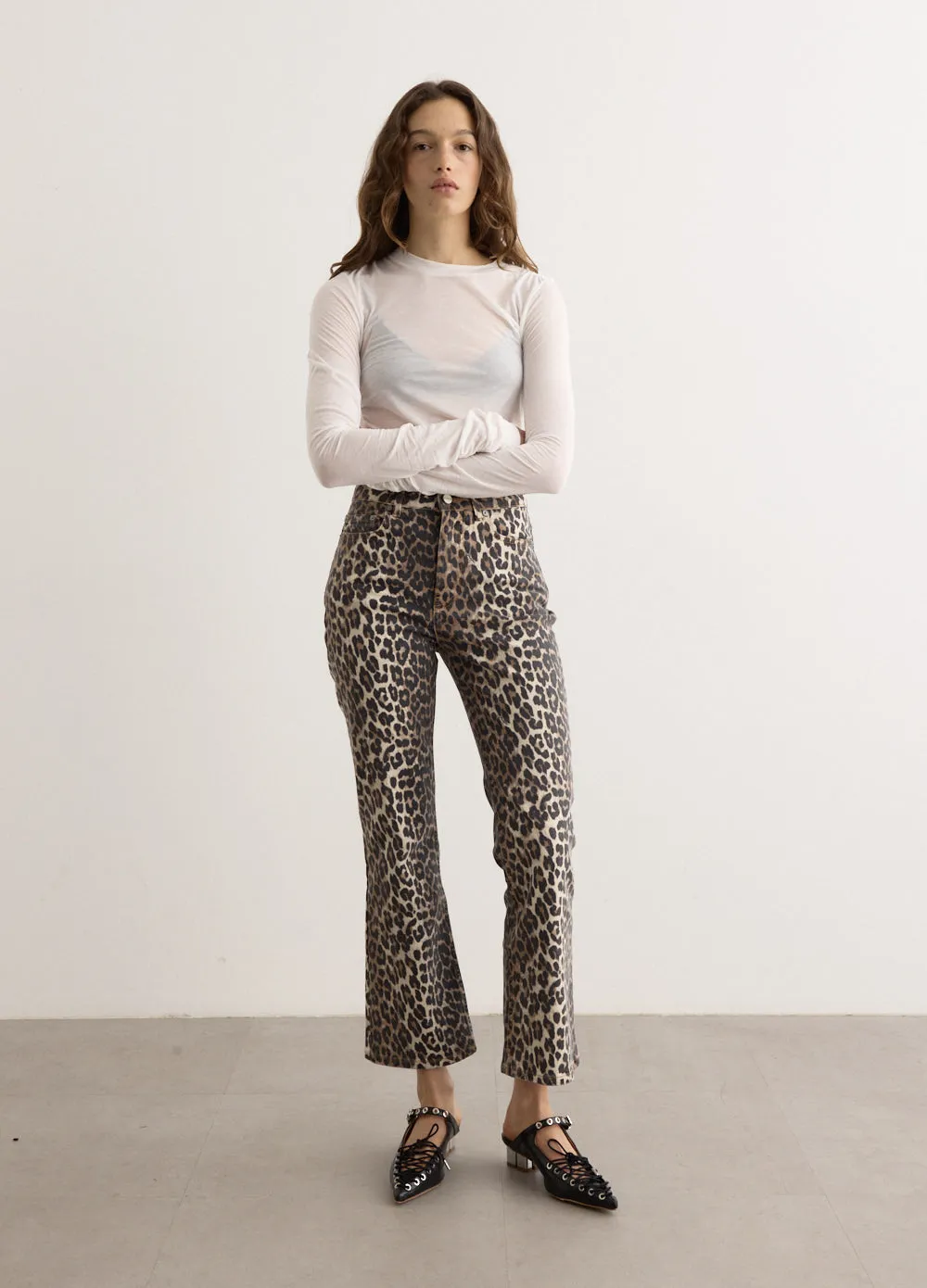 Print Denim Betzy Cropped Jeans