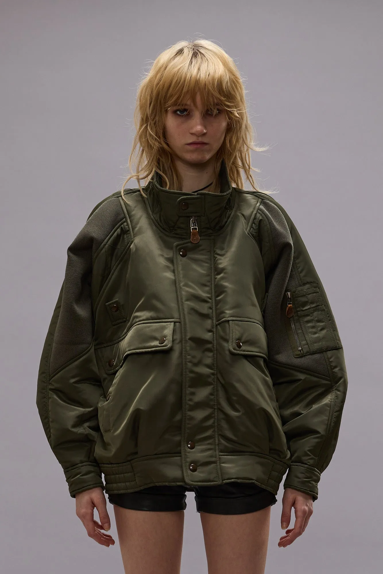 RIBBED FLIGHT BOMBER - OLIVE