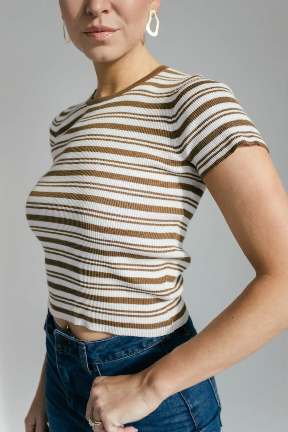 Send Love Striped Tee - Brown