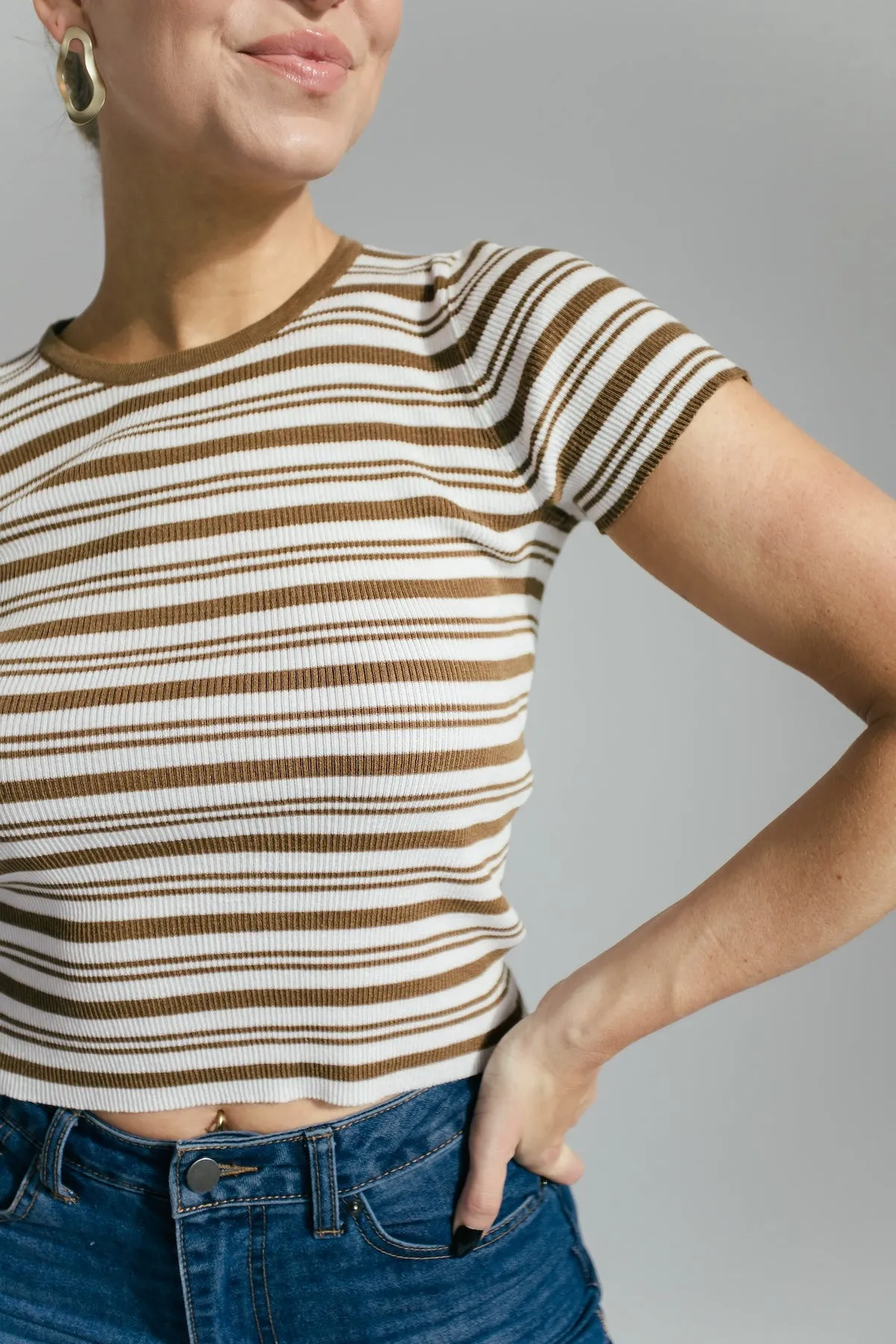 Send Love Striped Tee - Brown