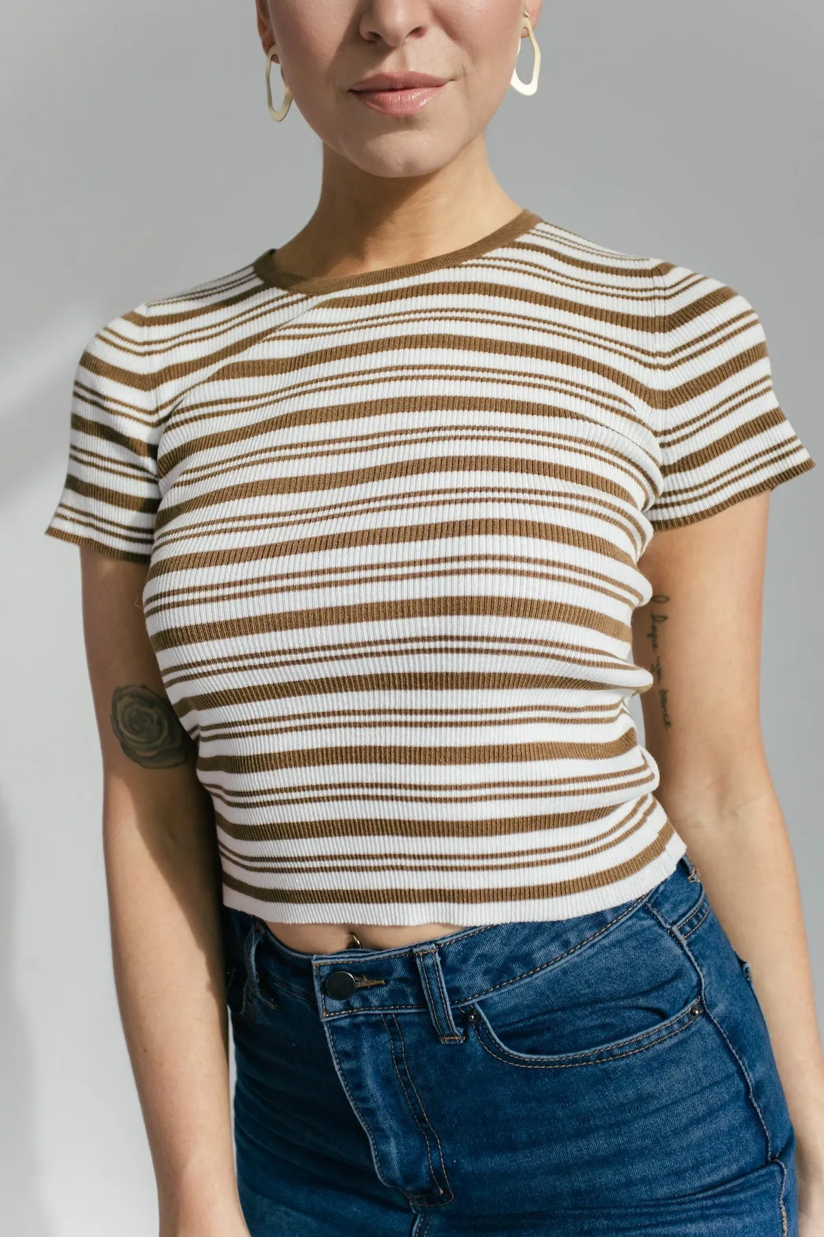 Send Love Striped Tee - Brown