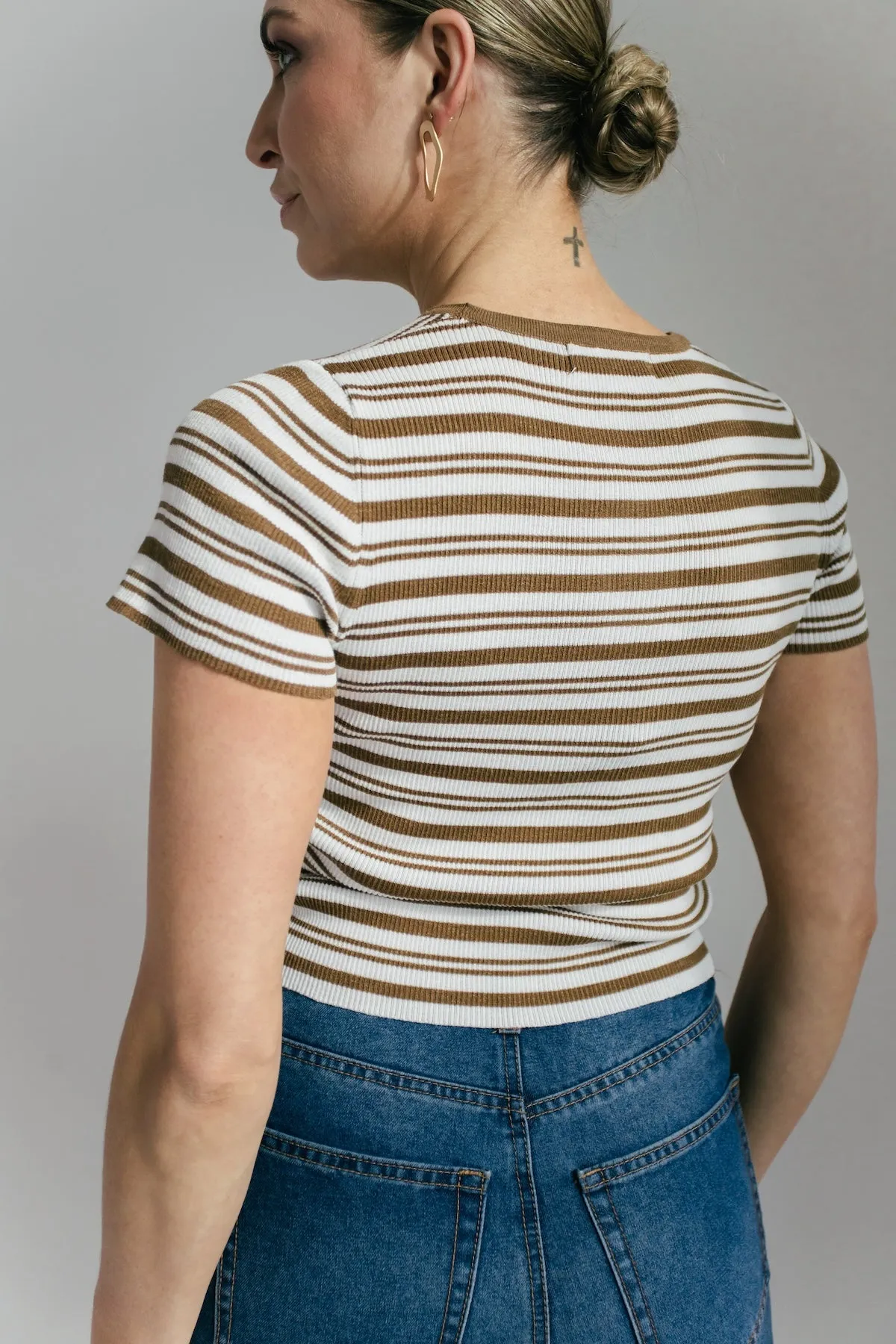 Send Love Striped Tee - Brown