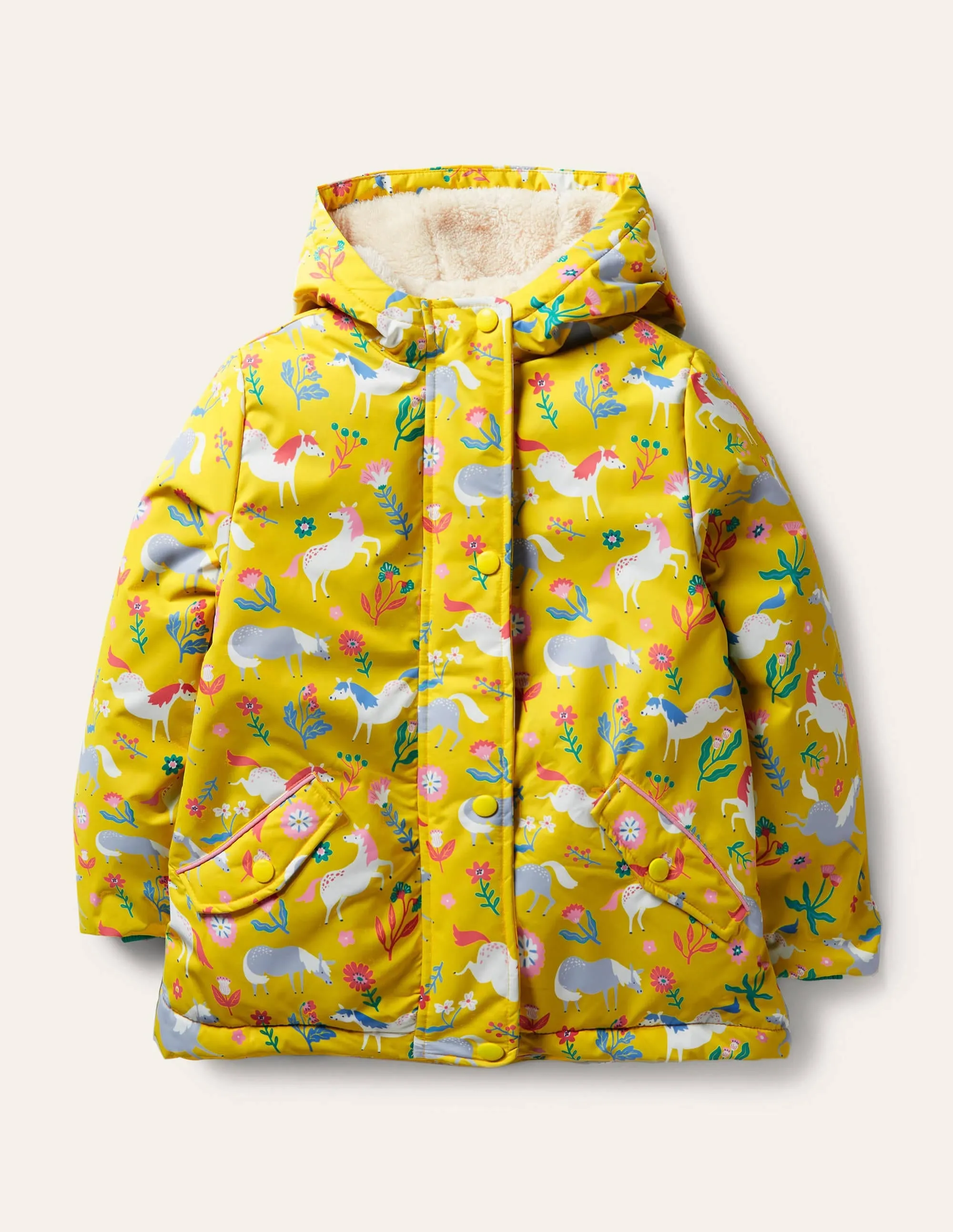 Sherpa Lined Anorak-Sweetcorn Yellow Ponies