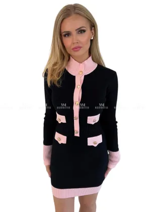 Vanessa Black & Pink Bodycon Dress