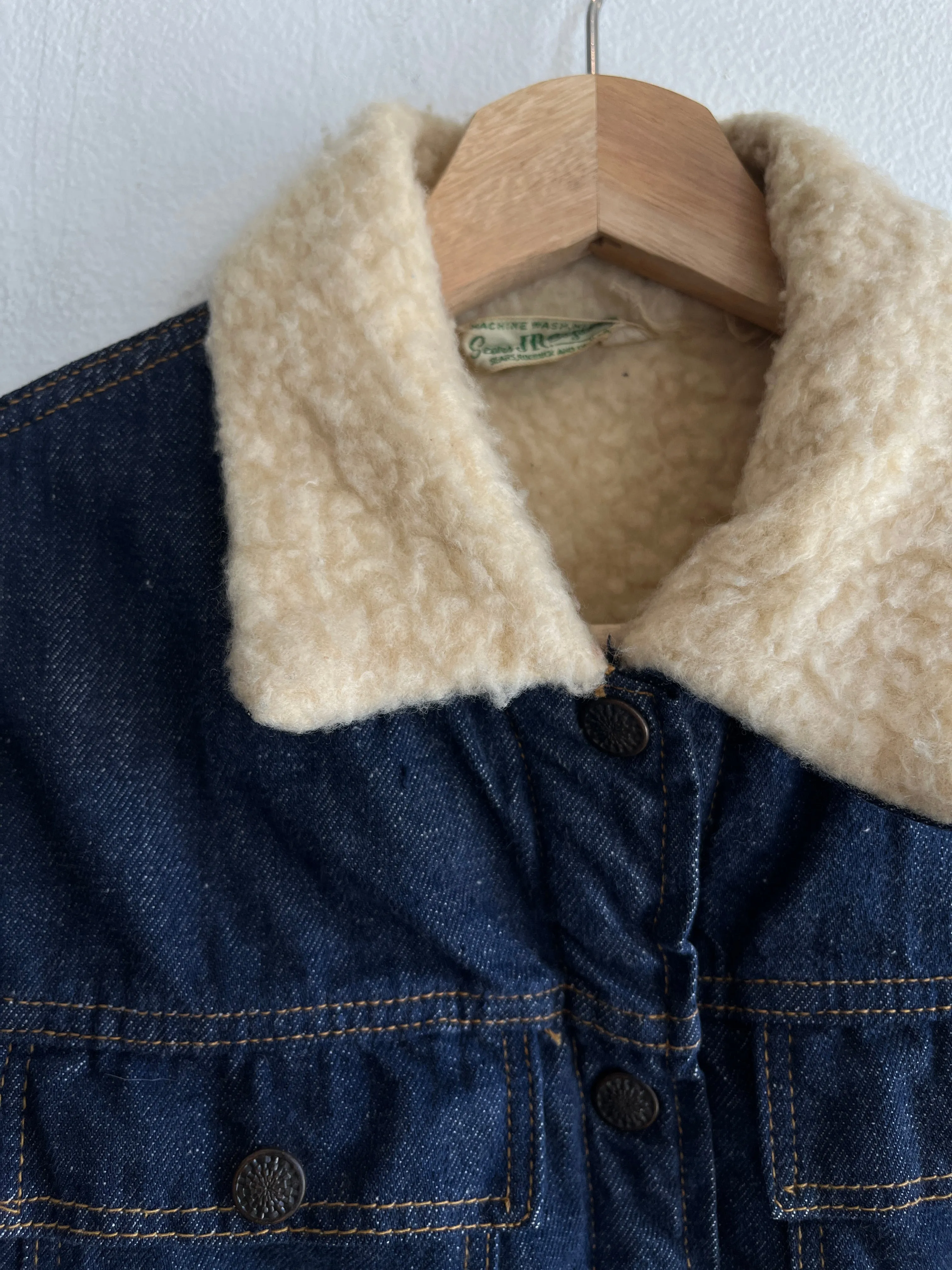 Vintage 1960s Sears Sherpa-Lined Denim Trucker Jacket