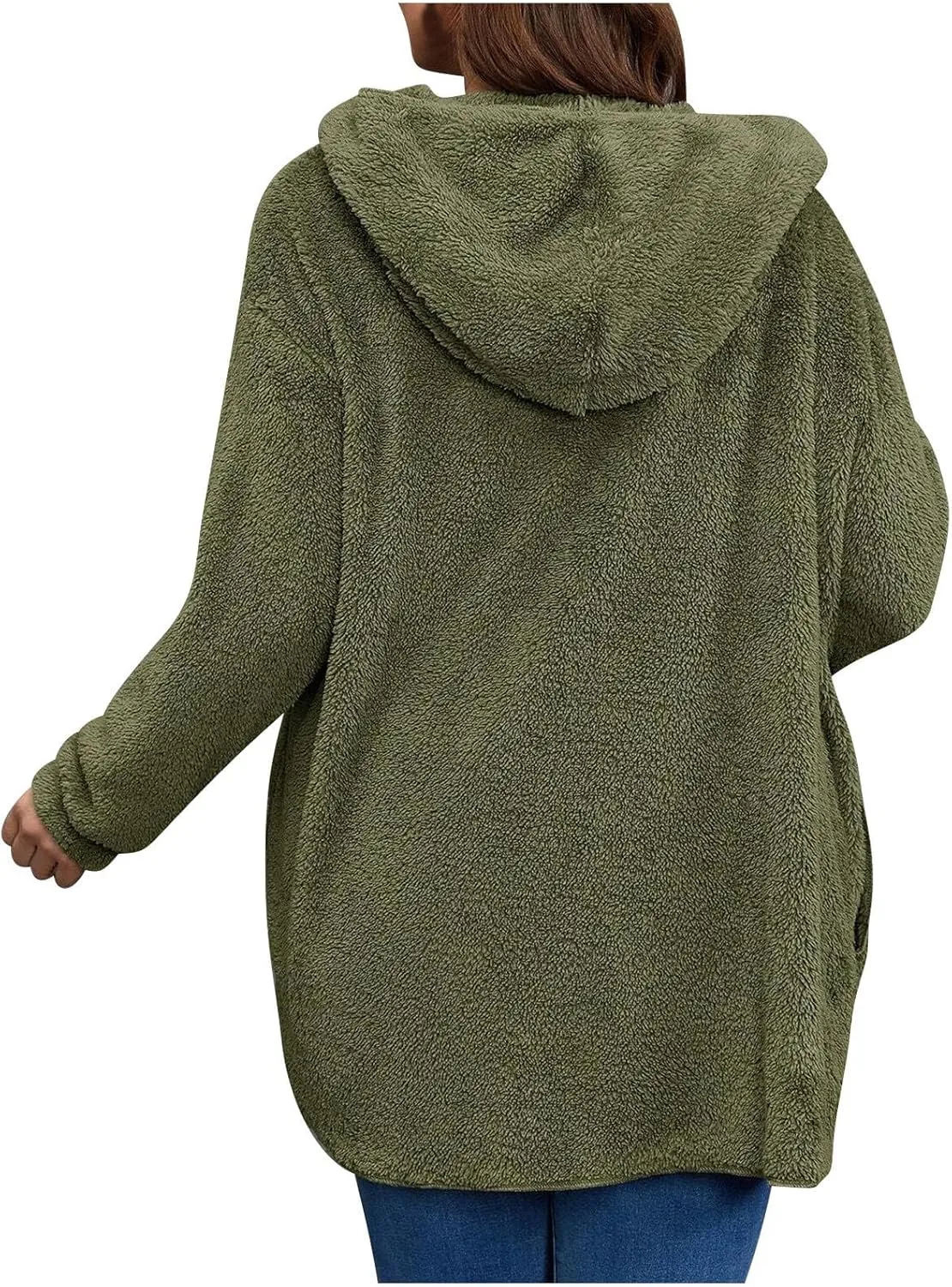 Winter Cardigan for Women Oversized Sherpa Jacket Fleece Long Sleeve Hoodies Casual Warm Coat Loose Fit Tops