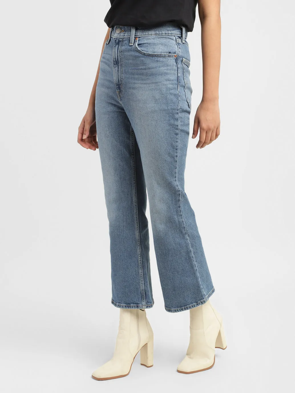 Women's 70s Blue Loose Fit Mid Rise Jeans