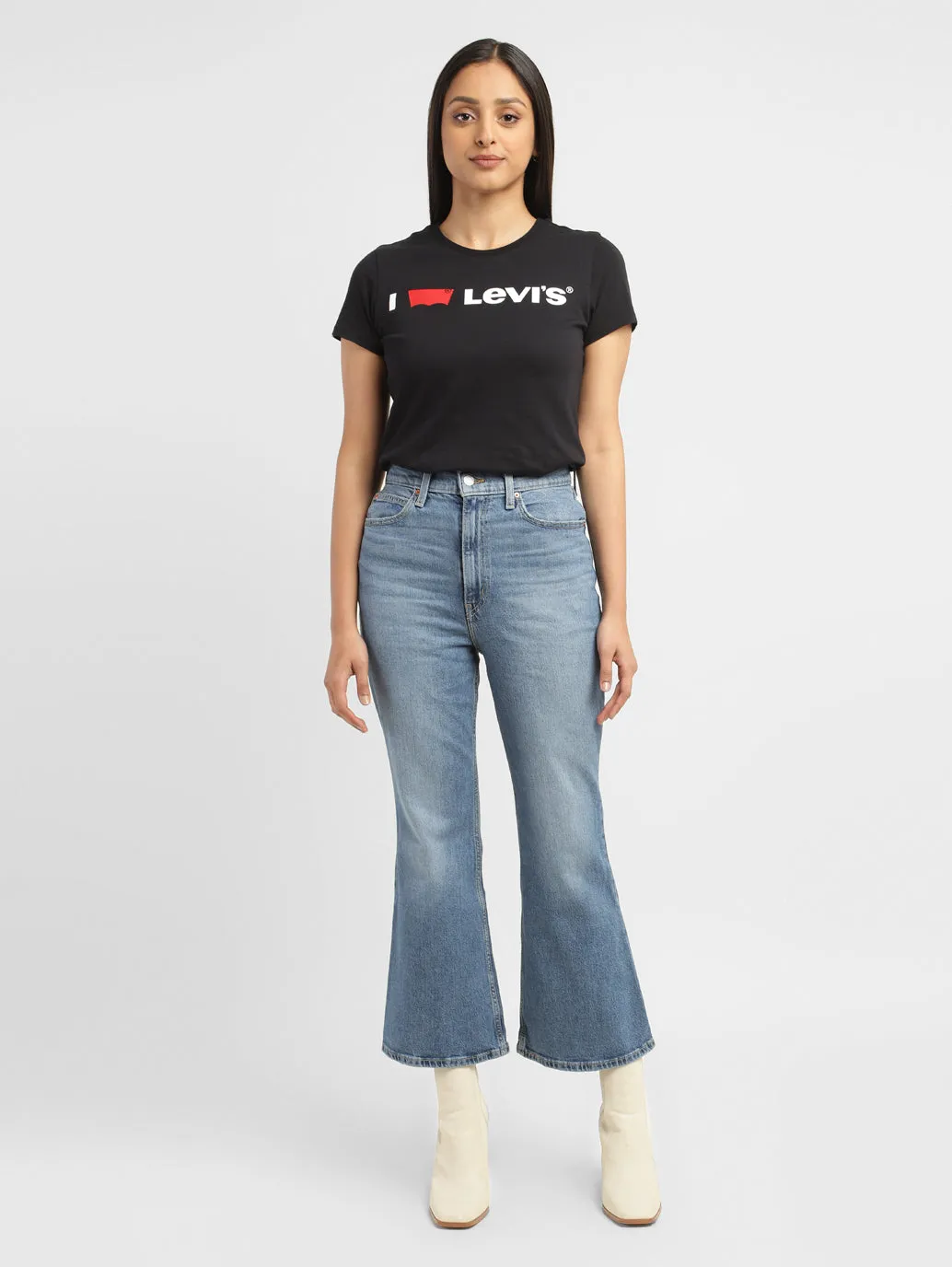 Women's 70s Blue Loose Fit Mid Rise Jeans