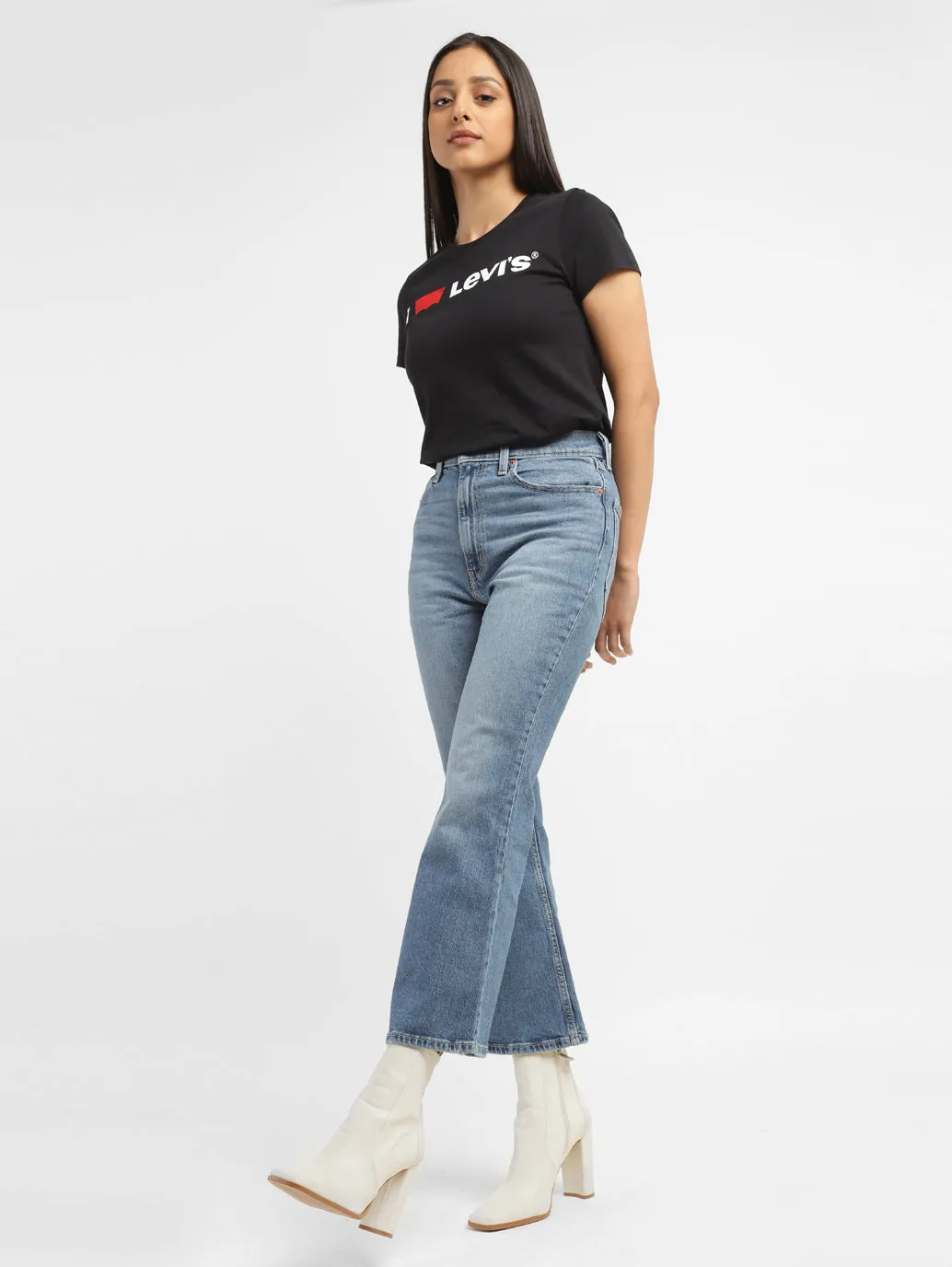 Women's 70s Blue Loose Fit Mid Rise Jeans