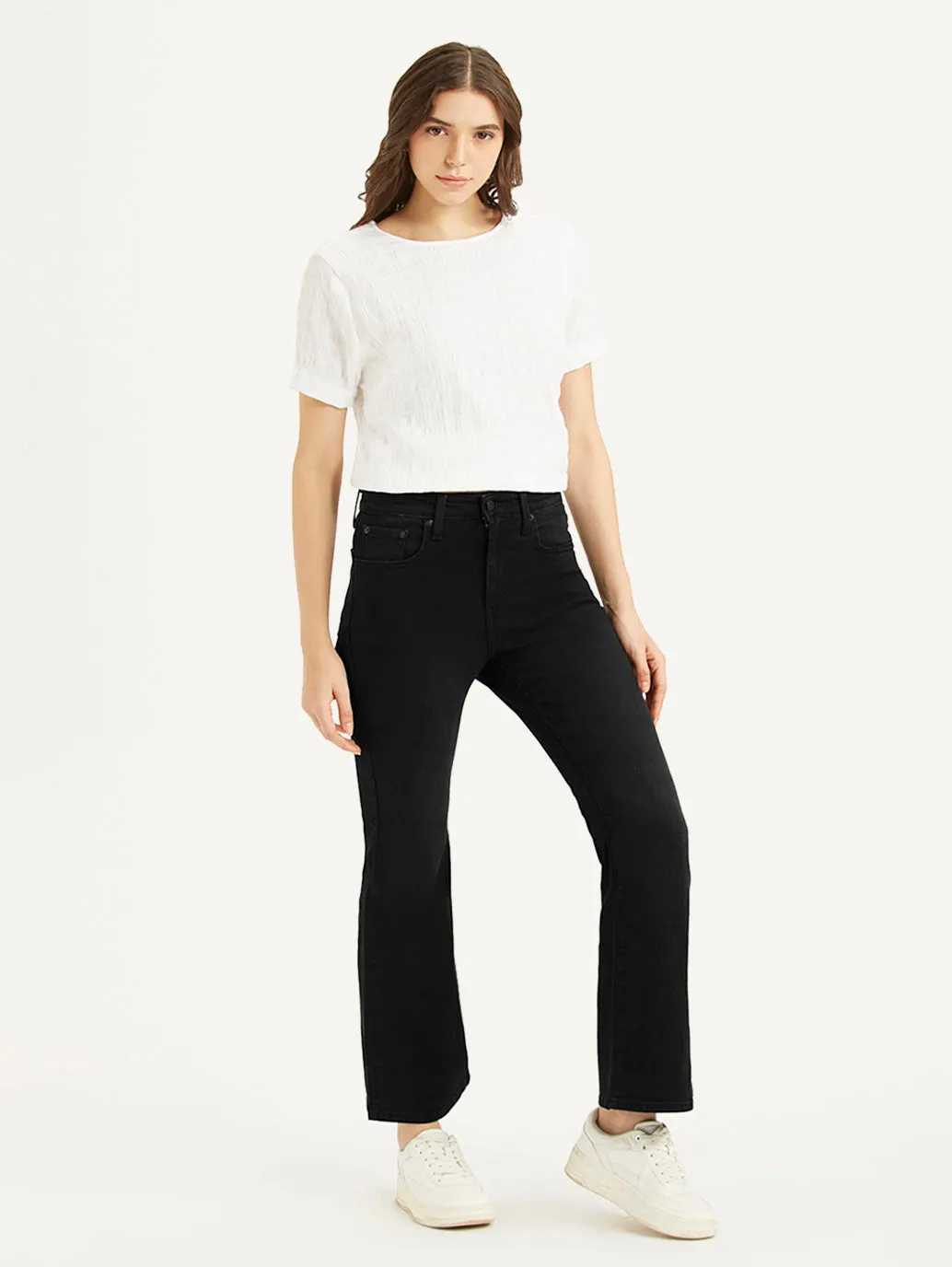 Women's 726 Black Slim Fit Mid Rise Jeans