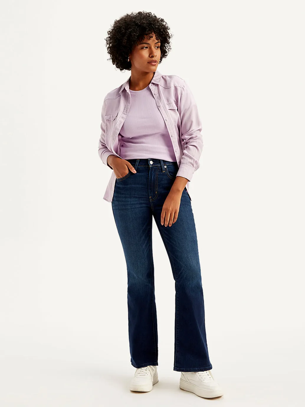 Women's 726 Navy Blue Flared Fit Mid Rise Jeans