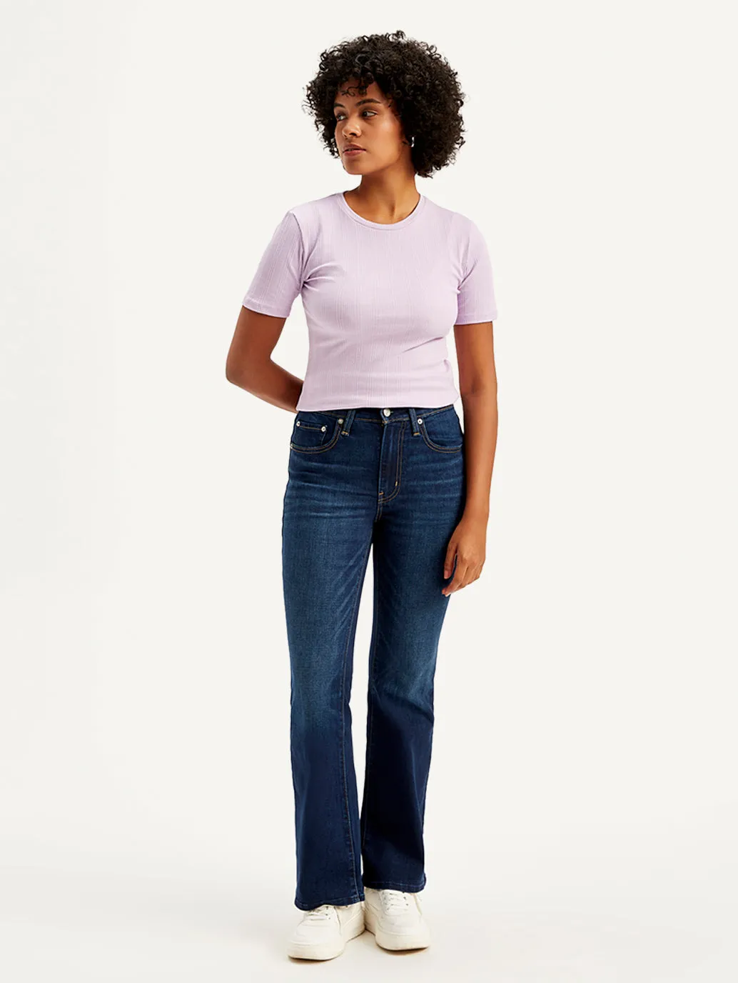 Women's 726 Navy Blue Flared Fit Mid Rise Jeans