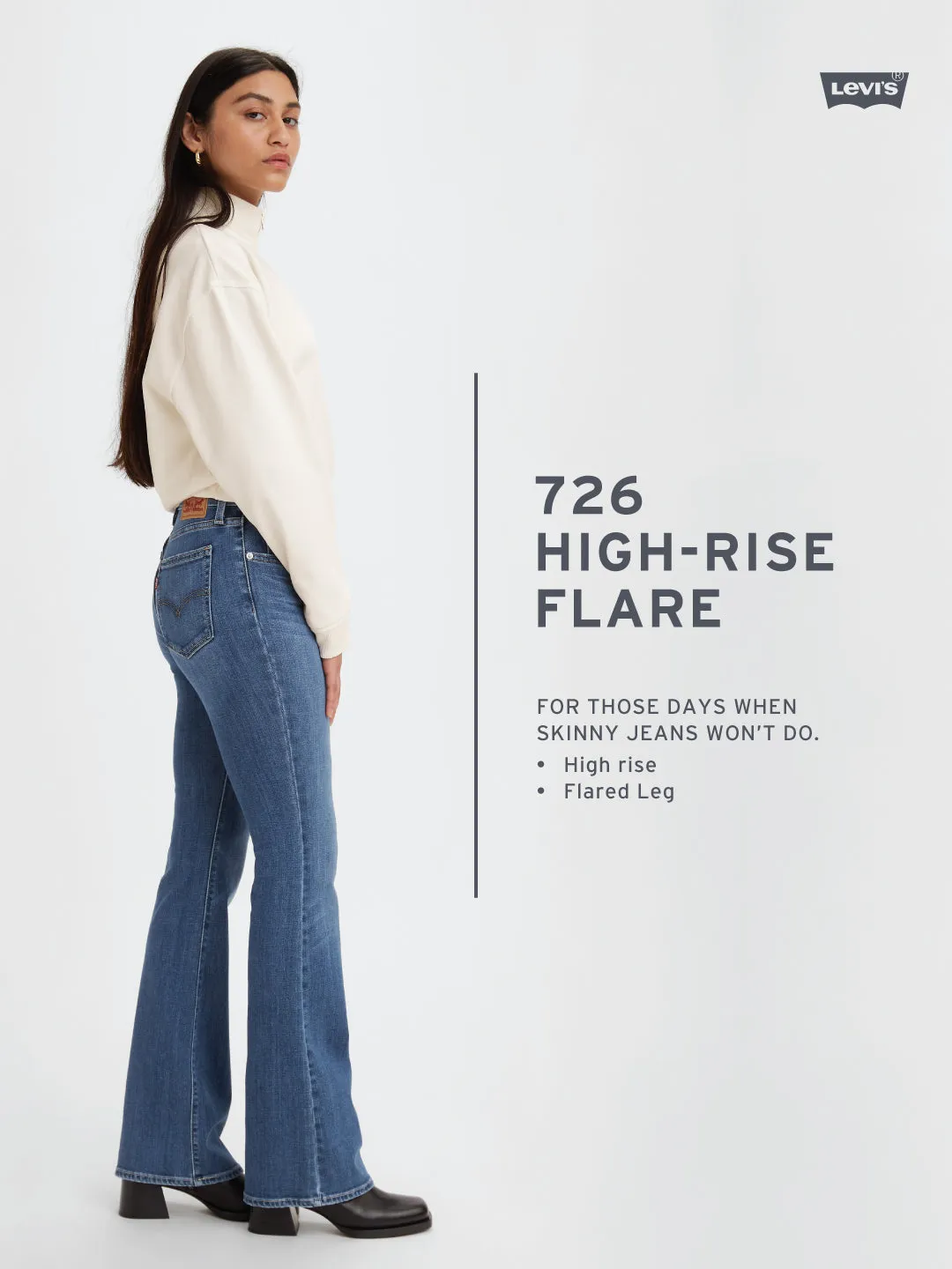 Women's 726 Navy Blue Flared Fit Mid Rise Jeans