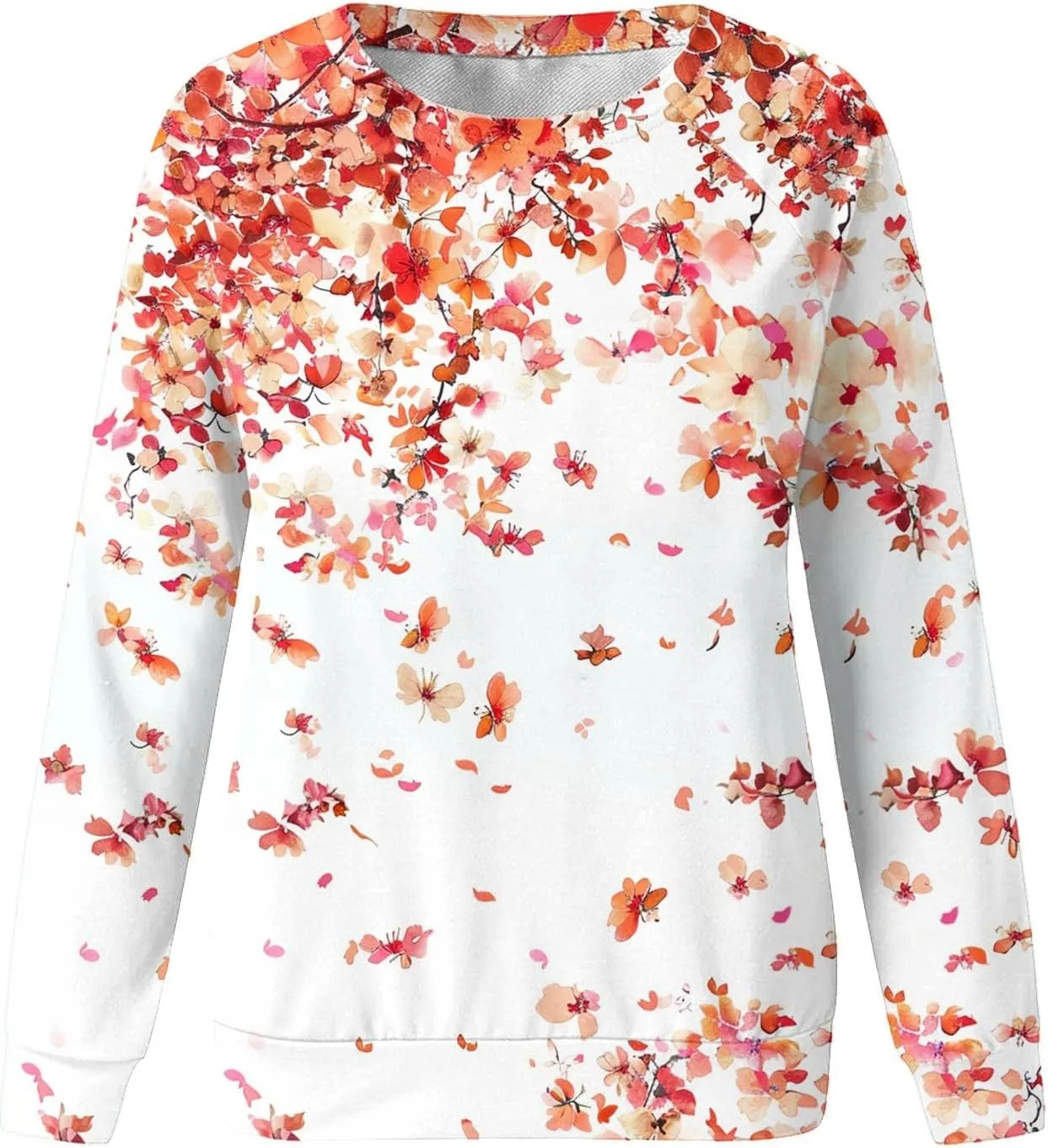 Womens Floral Shirts Long Sleeve Crewneck Sweatshirt Comfy Casual Trendy Fall Outfits Loose Fit Tunic Cute Tops