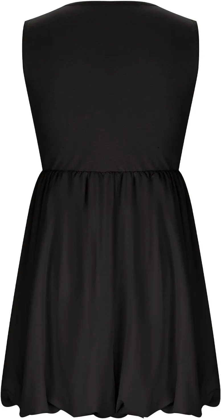 Women's Summer Casual Sleeveless Midi Sundress Scoop Neck Tank Dress Solid Flowy A Line Swing Wrap Tunic Dresses